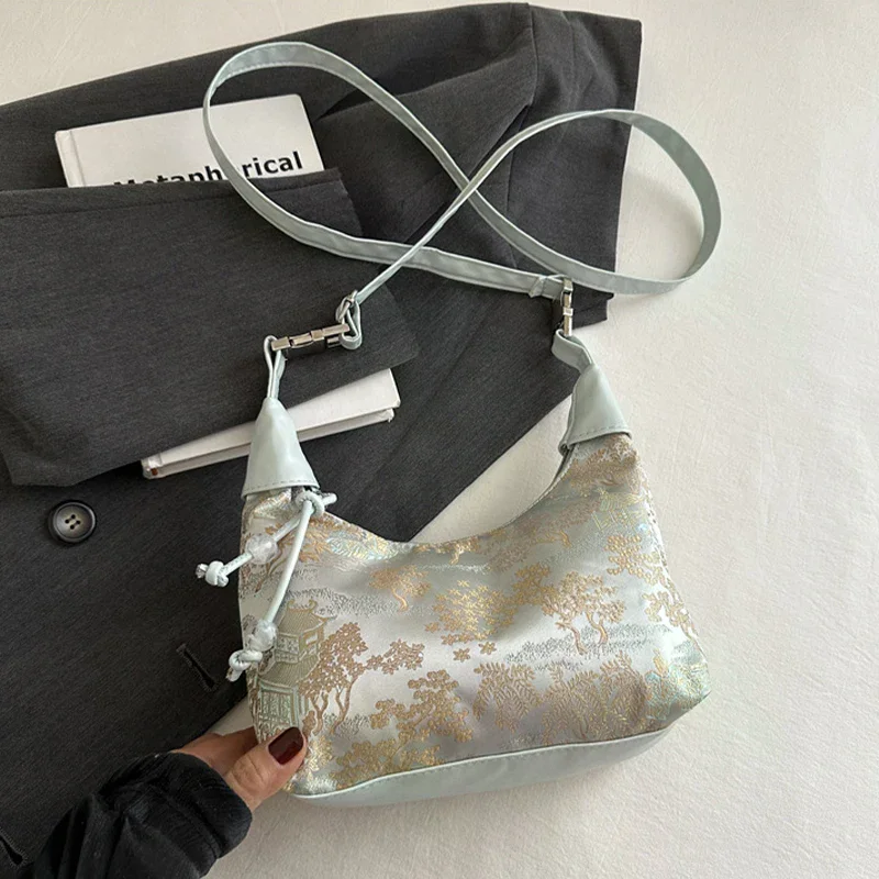 

Новая женская сумка в китайском стиле с изысканной вышивкой, модная летняя сумка через плечо 2025 года, повседневная сумка-тоут для вечеринок для женщин