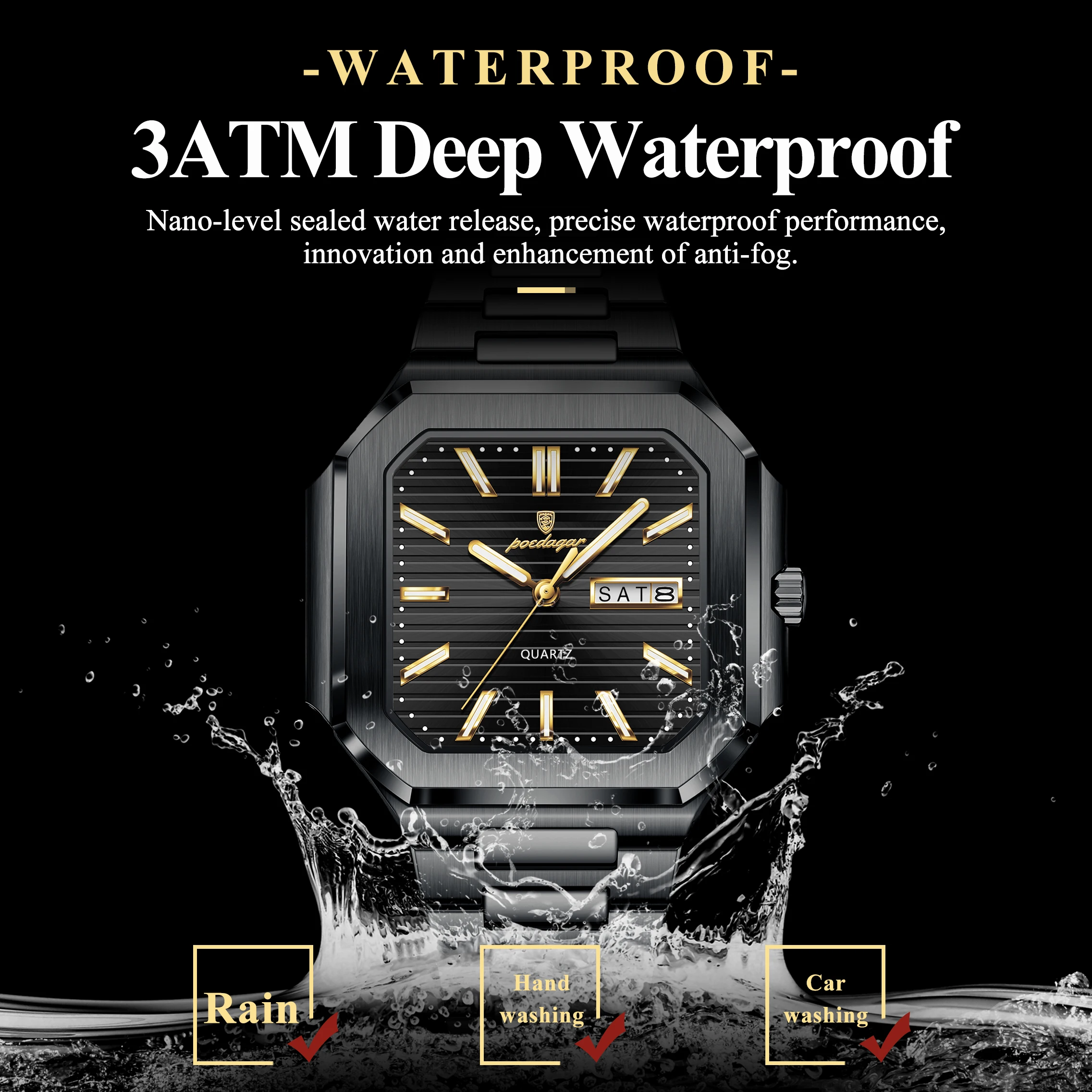 Orologio da Polso POEDAGAR Cas - Smartwatch Square Watches For Men recensione e prezzo