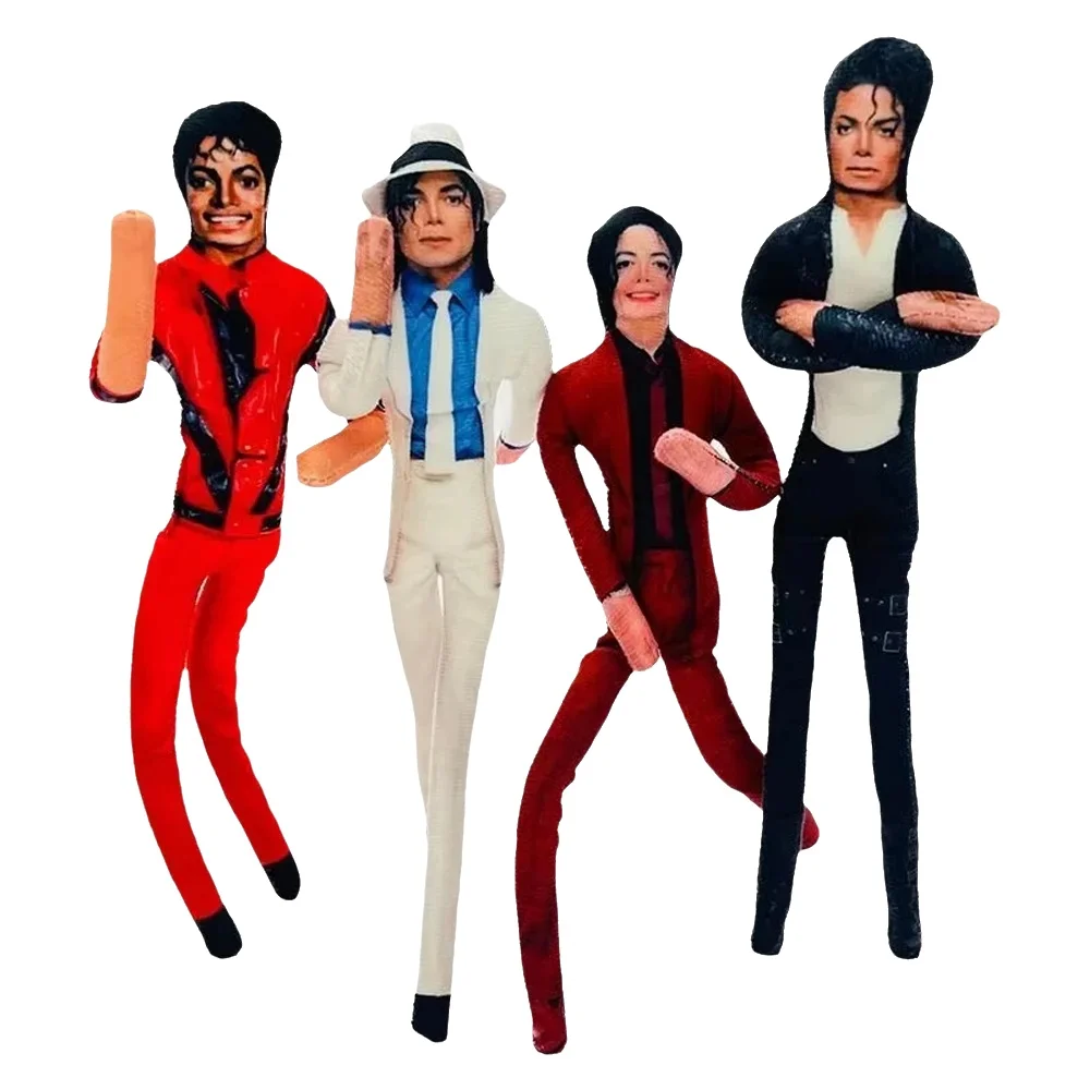 4er-Pack Biegbare Michael Jackson Plüschpuppe, Weiche Stofffigur, Posierbare Schreibtisch-Dekoration, Sammlerstück, Geschenk