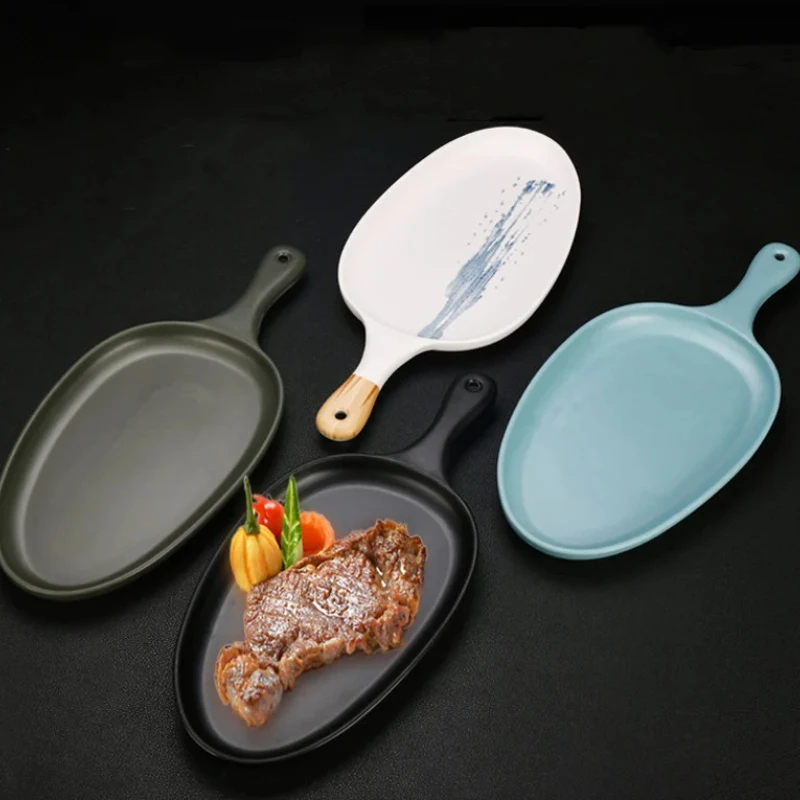 Smash Melamine Tableware - Dinner Plate, Western Food & Pizza Plates with Handle Steak Plates, Sushi Dish & Fruit Snack Tray for