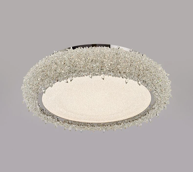 Round Crystal LED Ceiling Light Chrome Metal