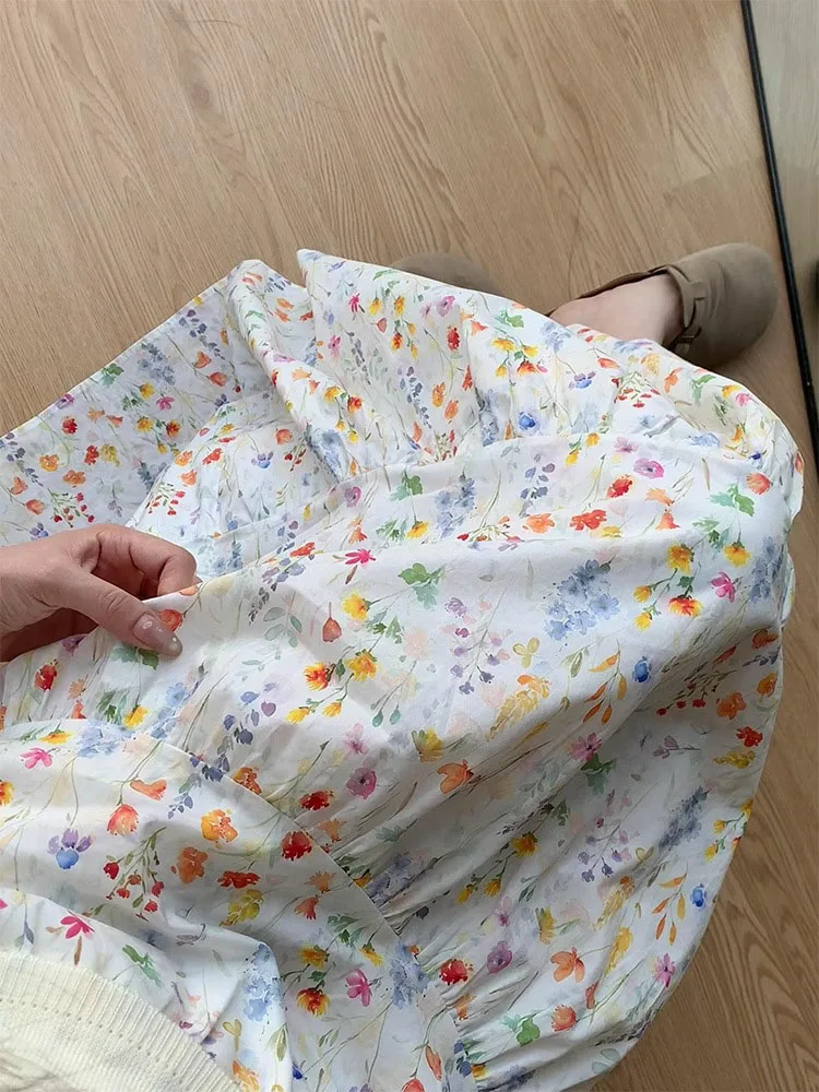 

Юбка больших размеров с цветочным принтом f, повседневная женская летняя юбка трапециевидной формы с высокой талией, утягивающая свободная юбка для тяжелых девушек