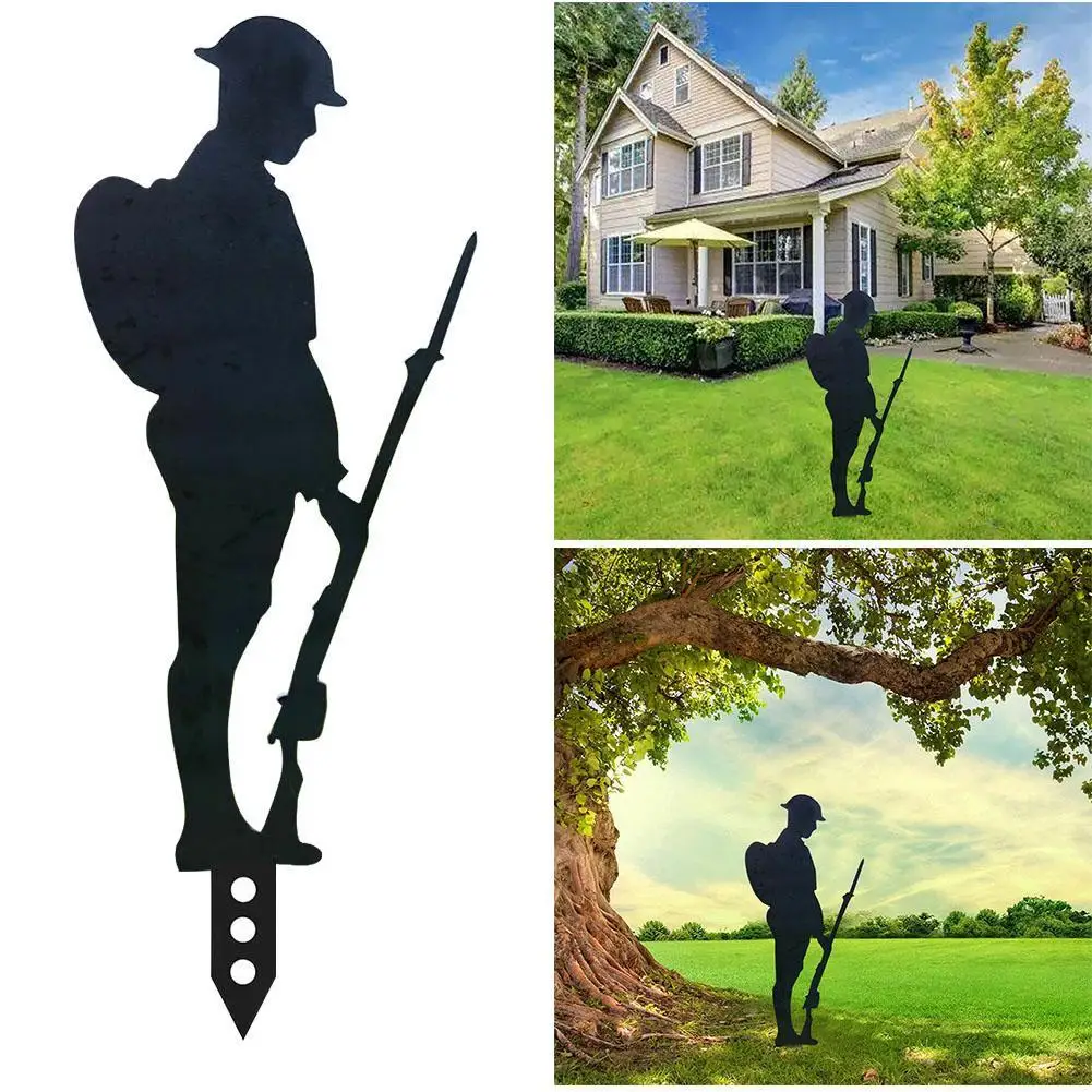 Metal Soldier Garden Courtyard Ground Insert Garden Decoration Ground Insert Garden Courtyard Lawn Decoration for Garden Party