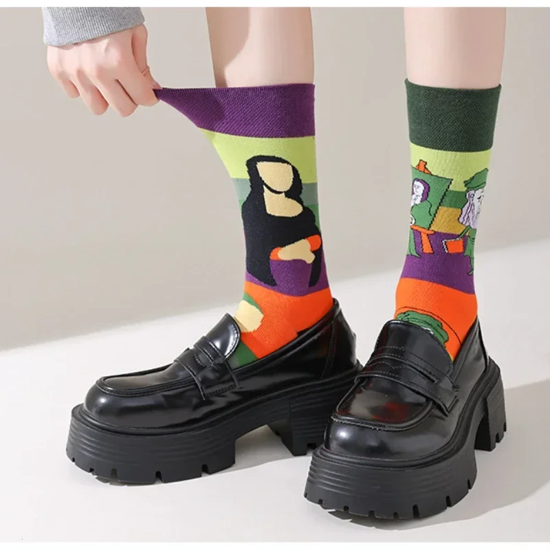 1 คู่ถุงเท้าผู้หญิง Original AB ถุงเท้า Van Gogh ประภาคารสัตว์ทะเลถุงเท้า Four Seasons Unisex สําหรับของขวัญวันเกิด