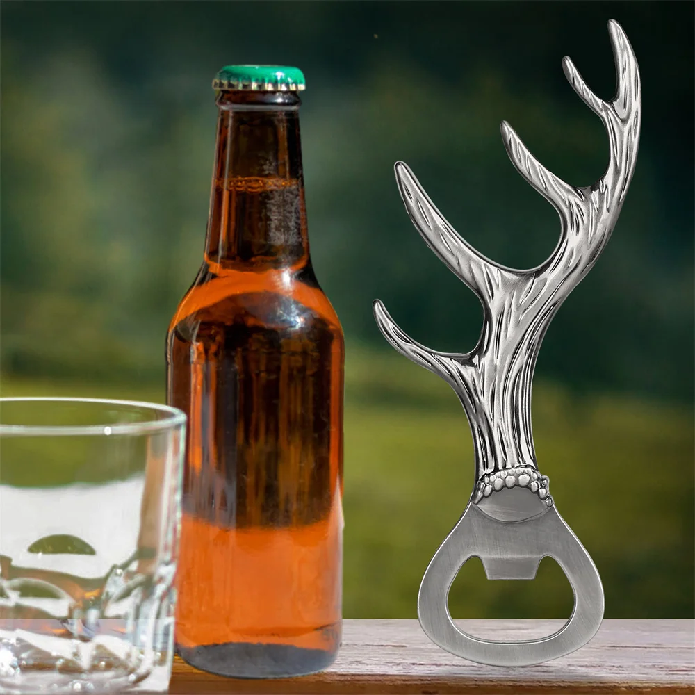 Elk Horn Beer Bottle Openers Unique Beer Gifts Grey Black/Bronze Alloy Metal Openors Birthday Present