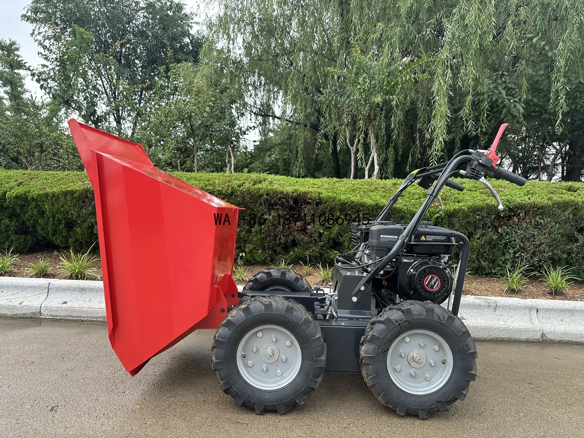 Multi-Function 4WD Gas Wheel Trolley Construction Handling Climbing Mini Barrow 250kg Farm Mini Truck Dump Truck