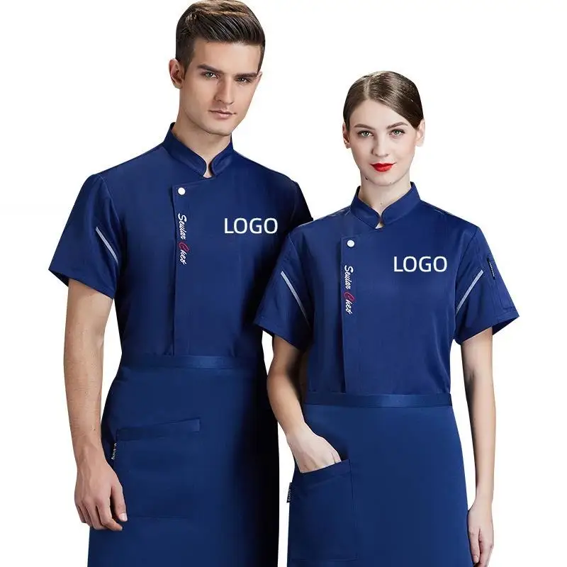 

Hotel Chef Workwear Men Short Sleeved Personalized Customization Logo Catering Kitchen Cooking Jacket Baking Waiter Clothes