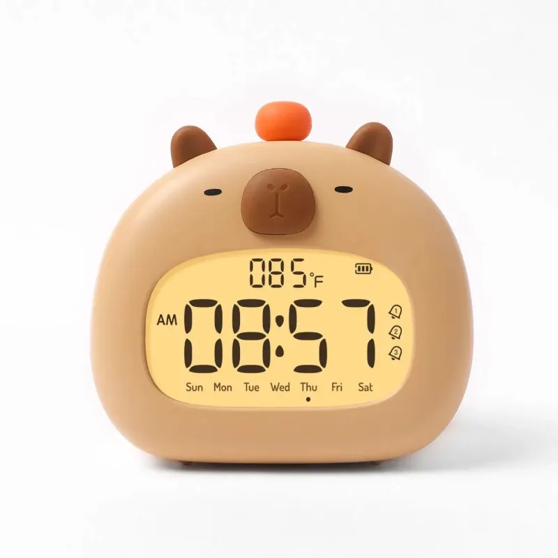 Capybara Alarm Clock With Night Light Timer Clock Cute Cartoon Multi-function Bedroom Kids Snooze Alarm Clock