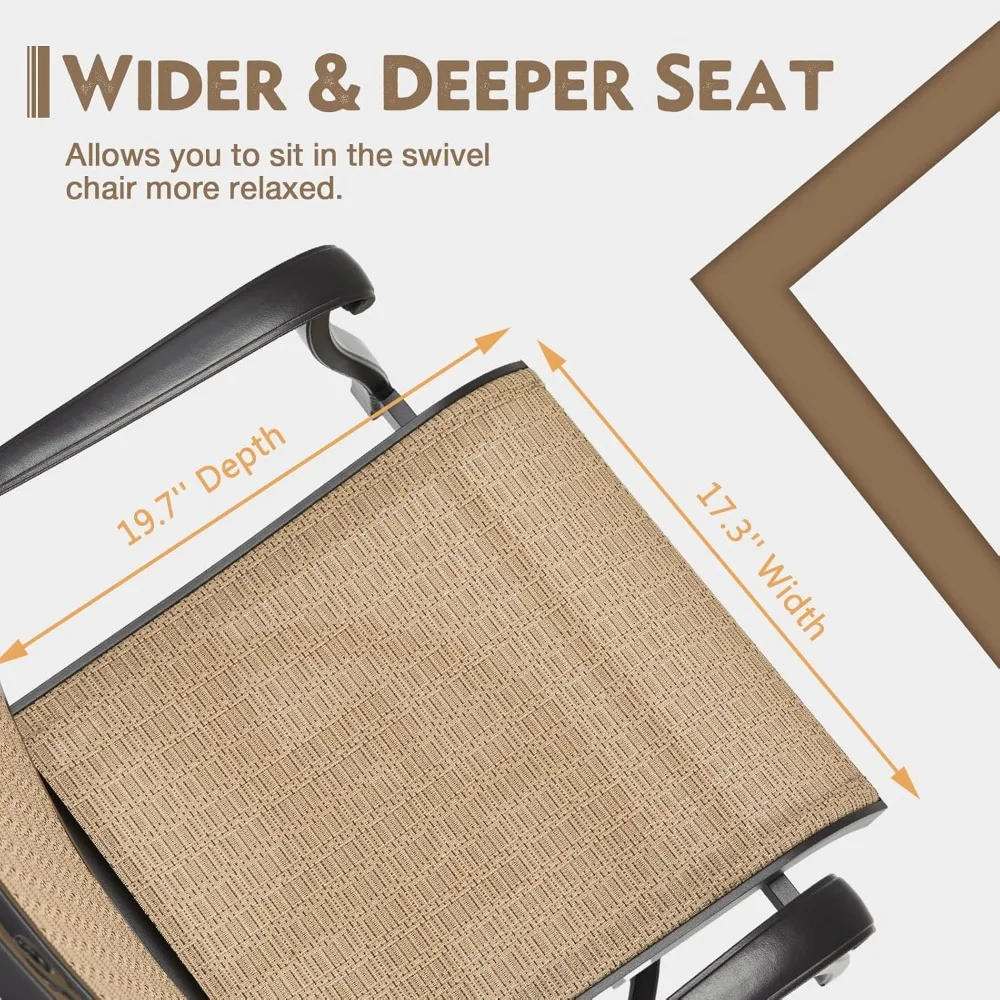 Kursi Putar Teras Set 2, Kursi Rocker Putar Aluminium Cor Segala Cuaca dan Luar Ruangan