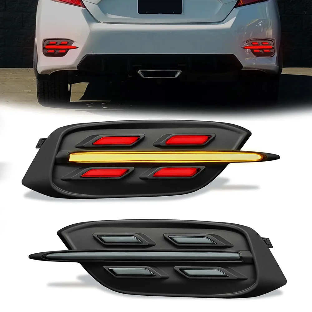 For Honda 10th Gen Civic LX EX Sedan 2016-2021 LED Rear Bumper Lights Taillight Assembly Dynamic Turn Signal Lights Brake Reverse Light