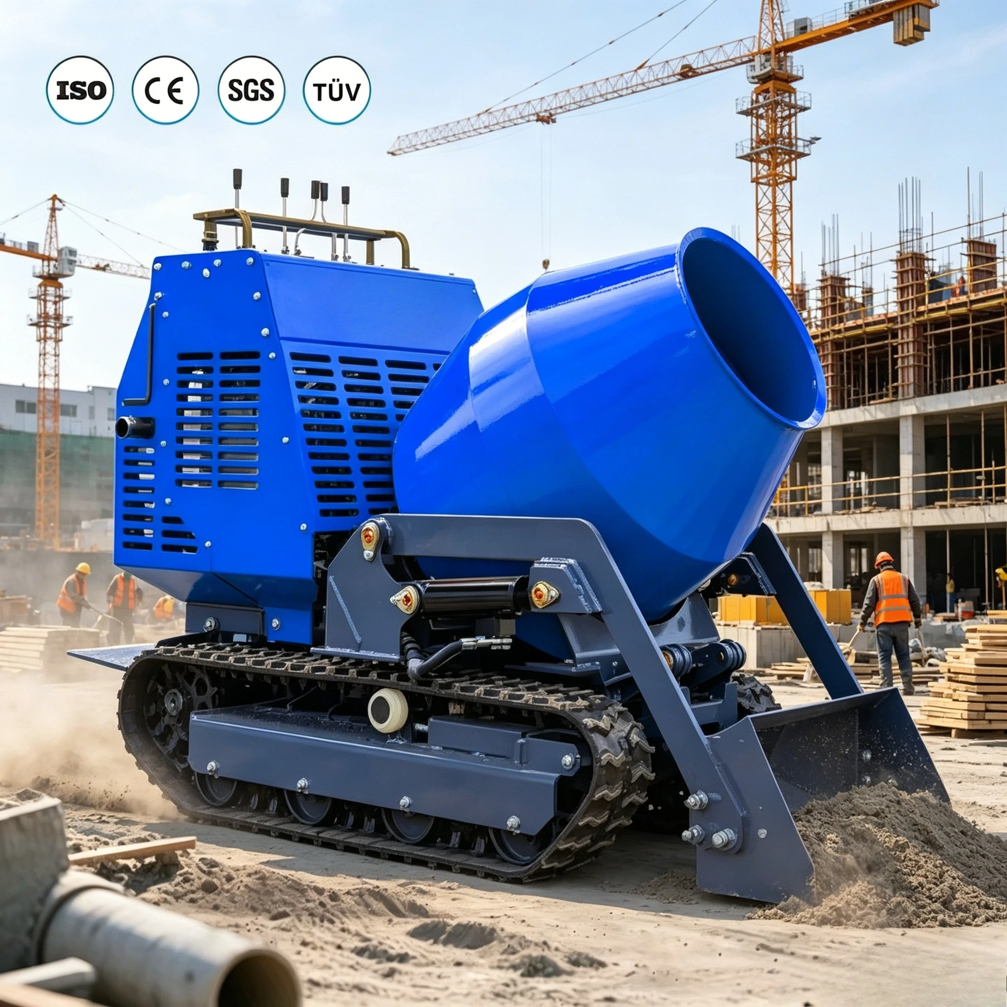 YG Customized Mini Crawler Mobile Cement Mixer Portable Automatic Track  Small Mini Concrete Mixer Self-loading Tracked
