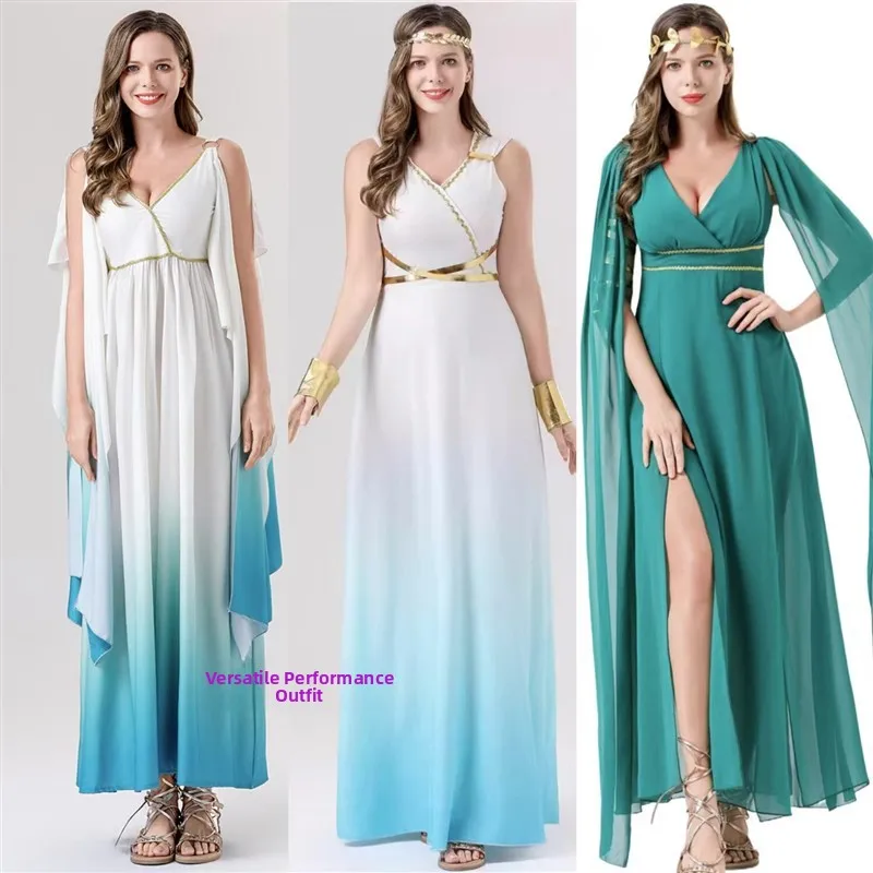 

Halloween Women's Medieval Costume Athena Dress Cosplay Ancient Goddess Queen Athenais Dress Fashionable Ladies' Clothing