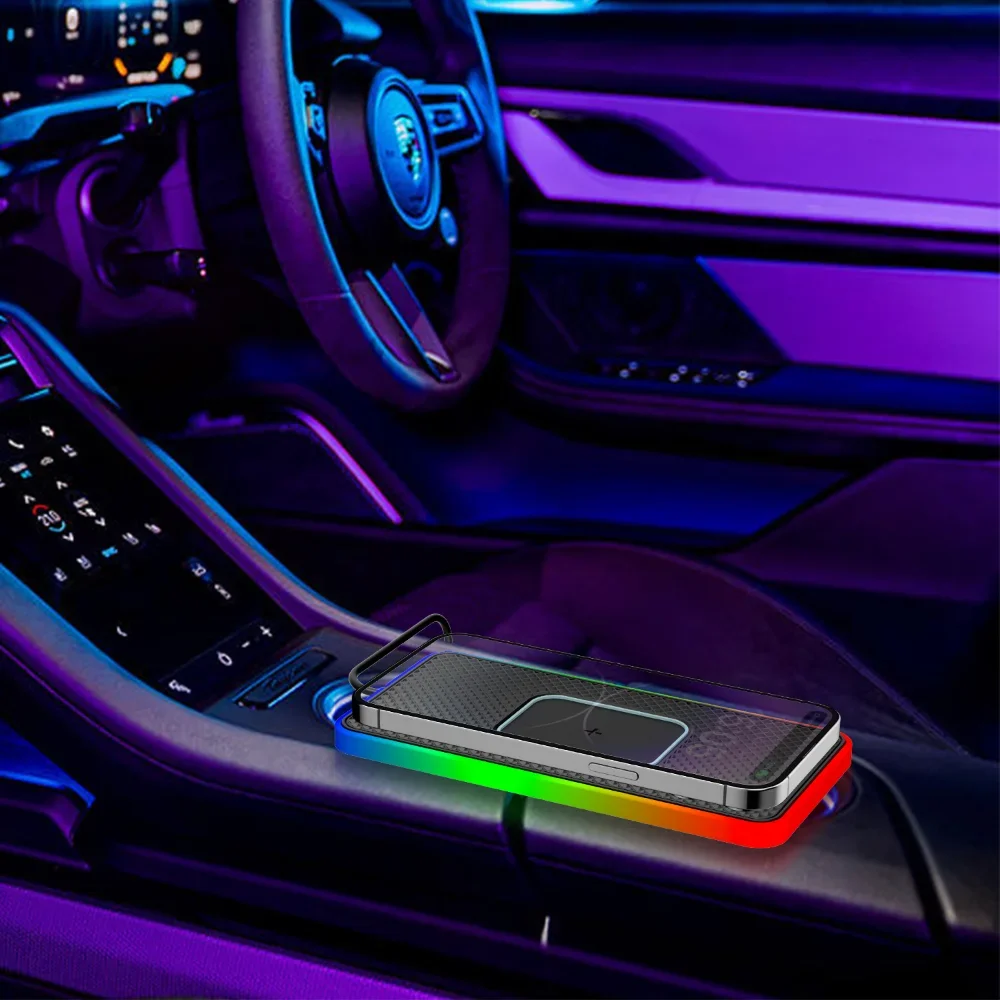 Car Wireless Charger Silicone Non Slip Pad for iPhone 15 14 13 Pro Max Samsung Car Wireless Phone Chargers Fast Charging Station