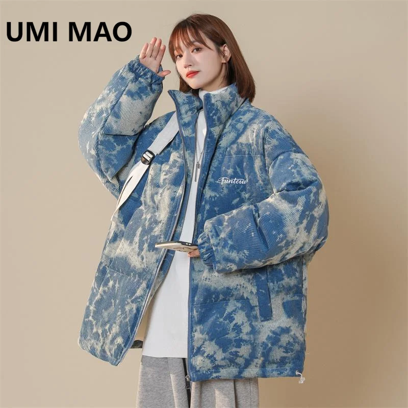 

UMI MAO Corduroy Coat Autumn Winter Jacket New Tie Dyeing Stand Up Collar Thickened Warm Cotton Coat