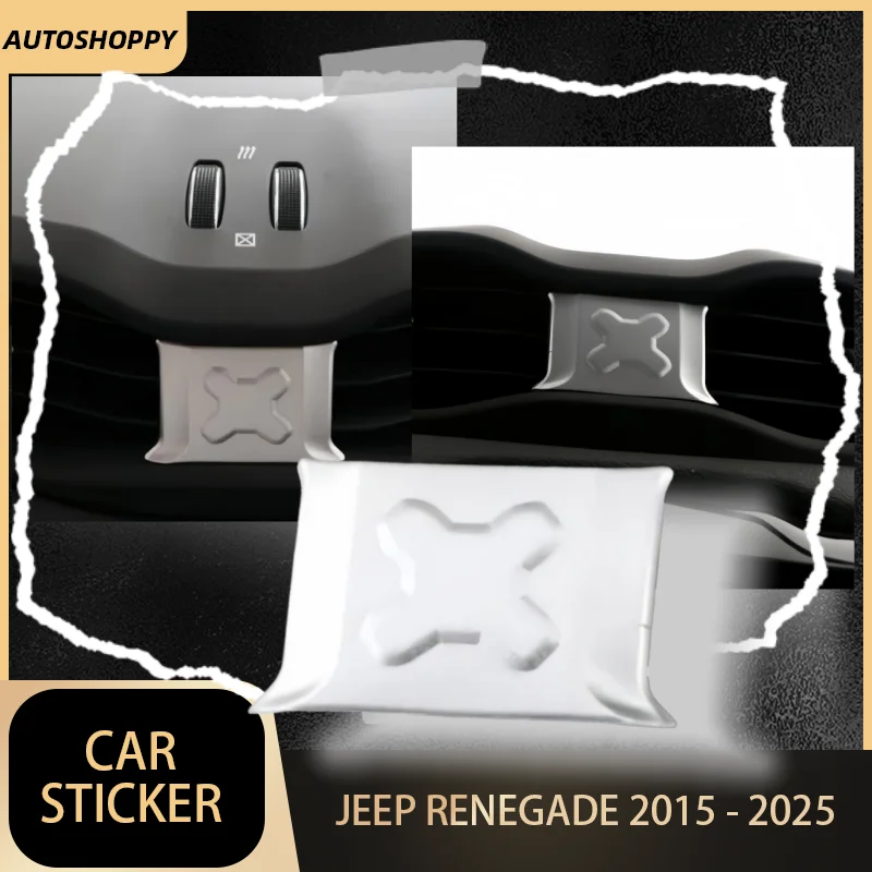 

For Jeep Renegade 2015 - 2025 Car ABS Chrome Center Air Conditioning AC Outlet Vent Cover Sticker Trim Interior Accessories