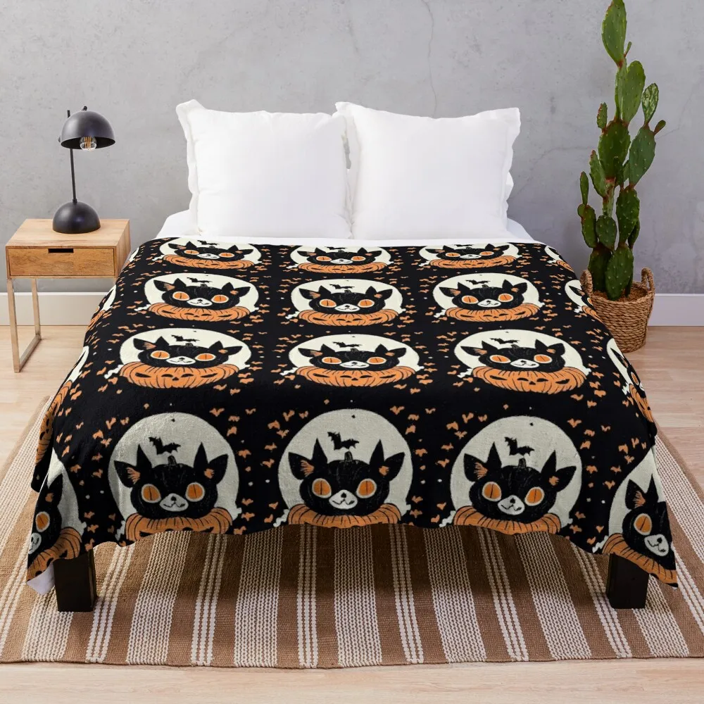 

Bat Pumpkin Pie-1 Throw Blanket Luxury Thin Furry Hairys Blankets