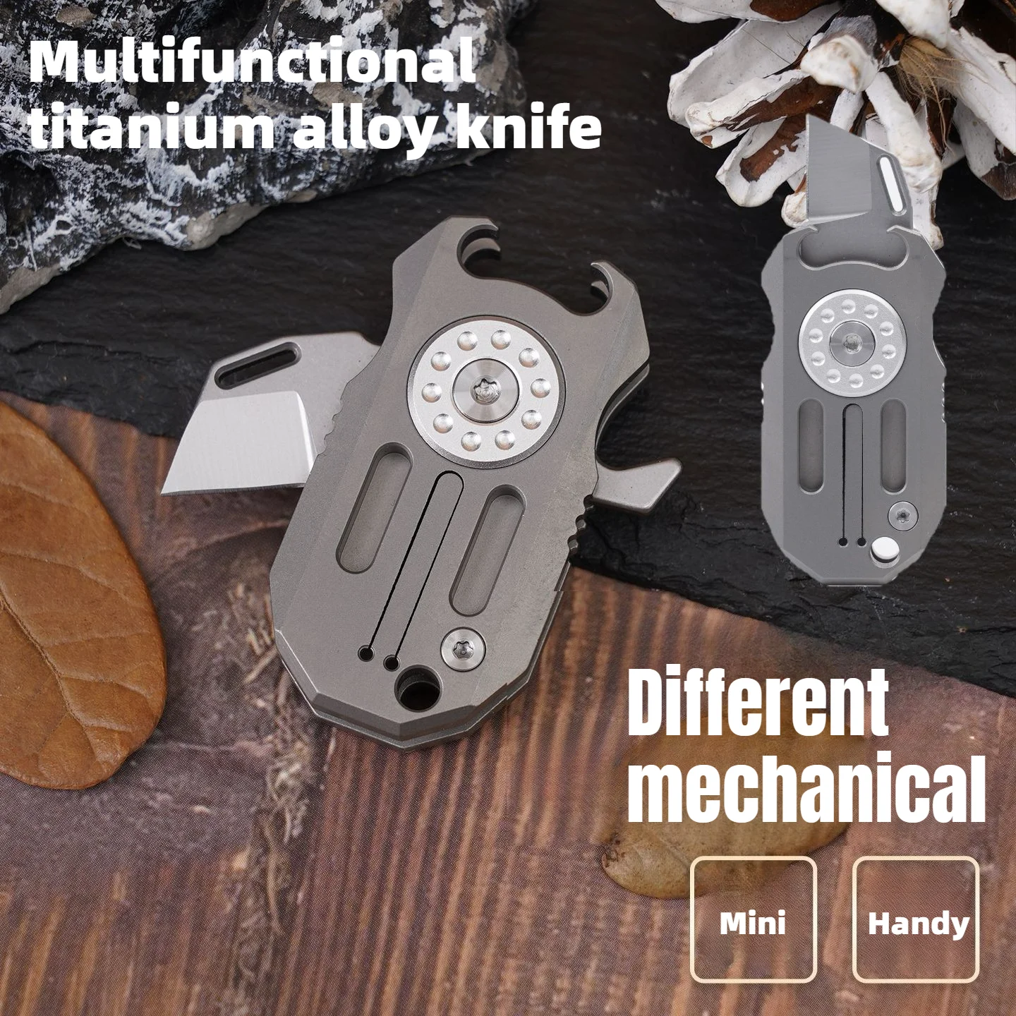 EDC Titanium Alloy Multifunctional Knife Tool High Hardness Rotatable Bottle Opening and Unpacking Knife Portable Hand Tools