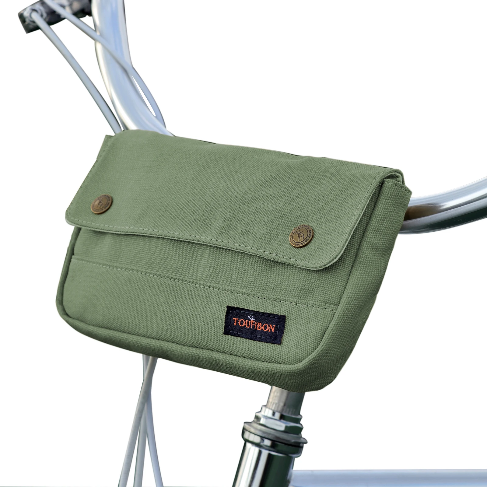 Tourbon Retro Canvas Bicycle Handlebar Bag Tube Pouch Saddle Bags Rear Frame Bag Multipurpose Bike Accessories Water Repellent