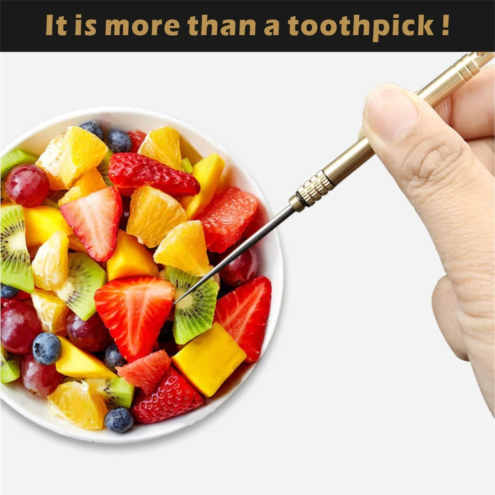 Palitos de titânio portáteis, fio dental, metal, bolso, chaveiro, aço inoxidável, reutilizáveis, garfo de frutas, ferramenta de acampamento