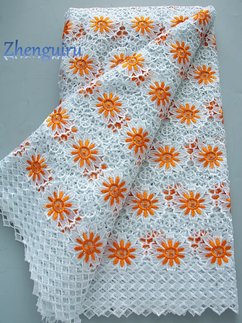 

Nigerian Guipure Cord Lace Fabric 2025 High Quality Bicolor African Stones Water Soluble Lace For Women Wedding Party Dress4509