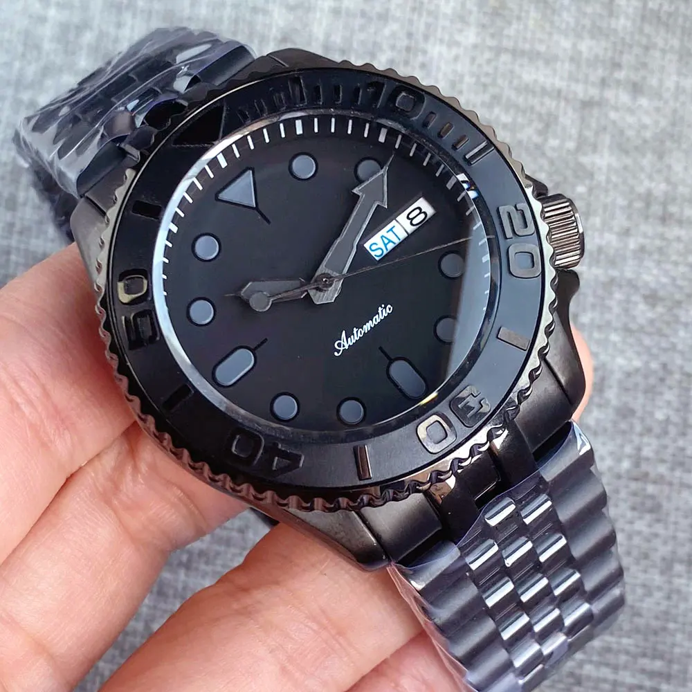 Schwarz skx mod nh36 mechanische Uhr Männer unter schwarzem Zifferblatt gewölbtes Saphirglas 20bar wasserdicht 3,8 Klicks Lünette Taucher uhr