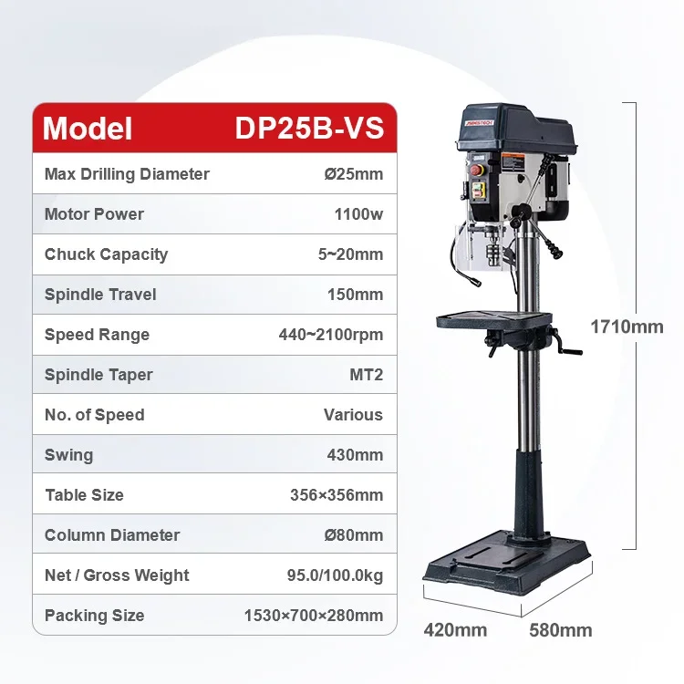 1100W bench drill 25mm continuously variable speed laser positioning outlet bench drill bench