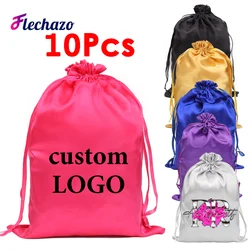 Satijnen Pruik Tas Prive Logo 10 Stuks Pruik Verpakking Tassen Voor Zakelijke Hair Extensions Tas Met Logo Trekkoord Pruik Tassen Groothandel