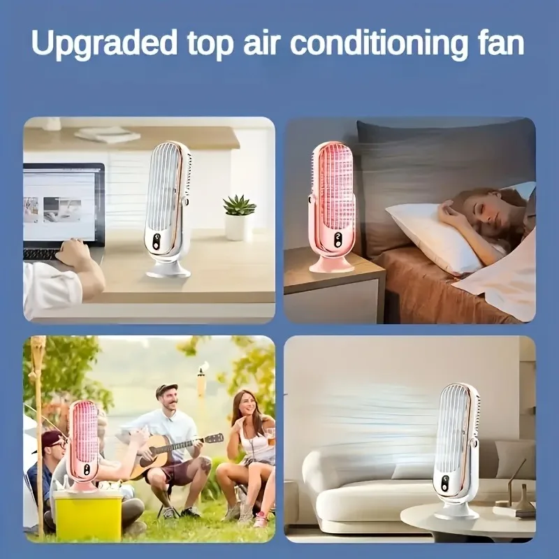 New Upgraded Large Battery Dual Motor Portable Fashion Desk Fan, Office, Travel, Camping, Outdoor RV Portable USB Fan view 5