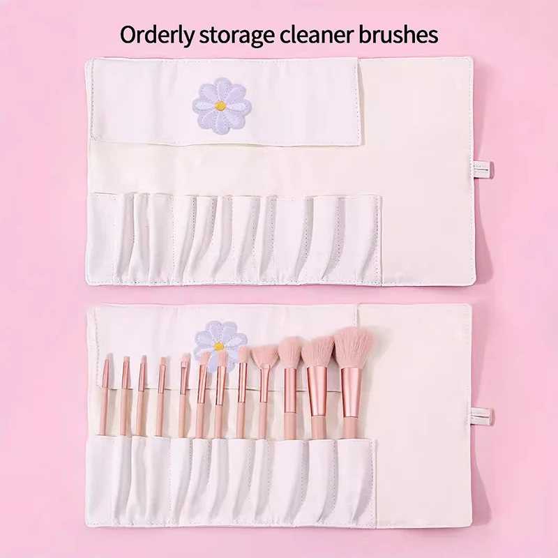 1 قطعة 12 حفرة ماكياج فرش حقيبة بولي Leather الجلود البيج الأسود المحمولة يشكلون فرشاة حقيبة للتخزين أدوات أضعاف المتداول أكياس #5