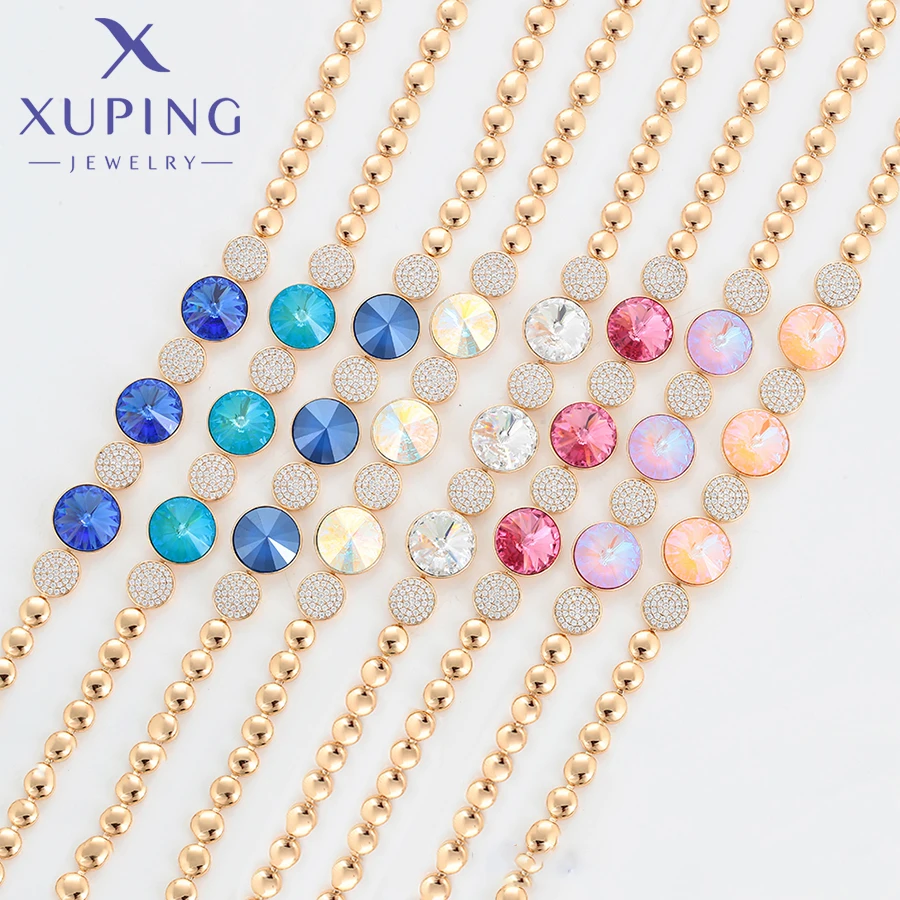 Xuping Jewelry New Arrival Luxury Round Elegant Crystal Bracelet for Women Girl Mother's Day Gift