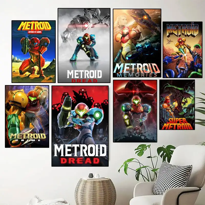 Game M-Metroid POSTER Prints Wall Painting Bedroom Living Room Wall Sticker Small