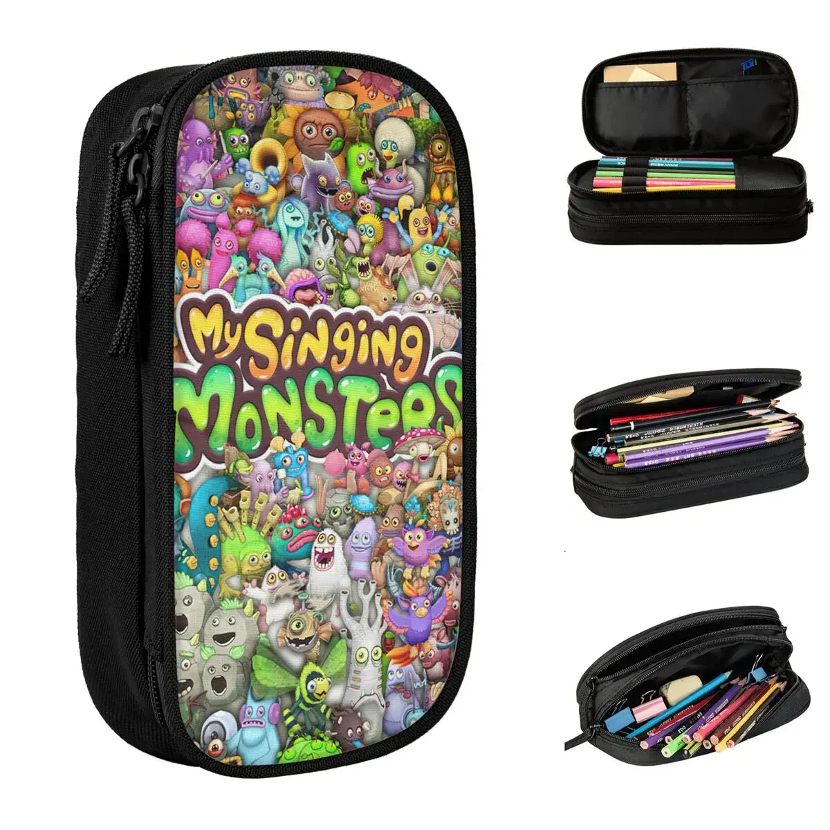 

My Singing Monsters Collage Game Pencil Case Fashion Cartoon Pen Holder Bags Student Big Capacity Office Cosmetic Pencil Box