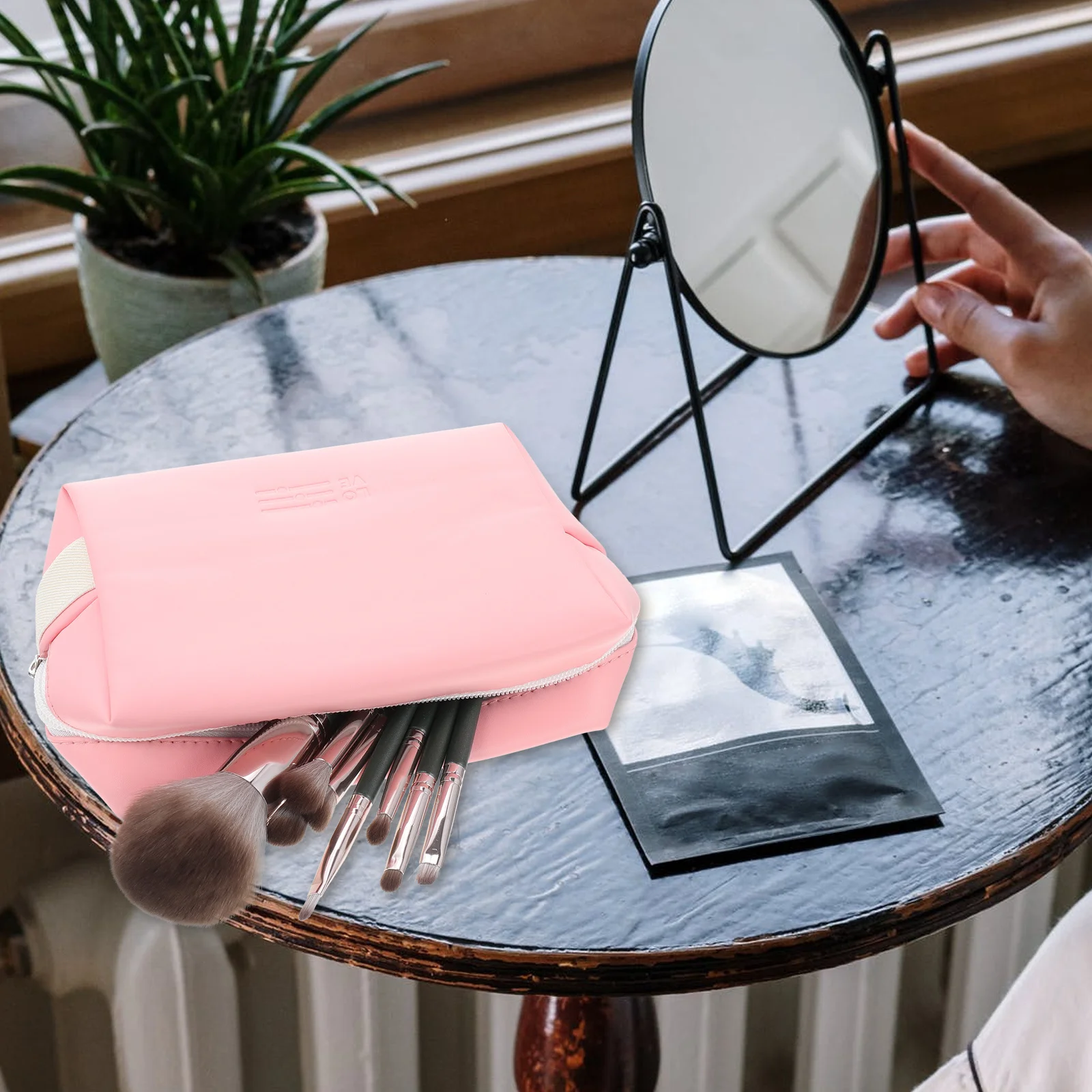 

Mini Zipper Coin Bag For Women Durable Makeup Pouch Travel Organizer With Flower Pattern Lightweight Storage Bag Coin