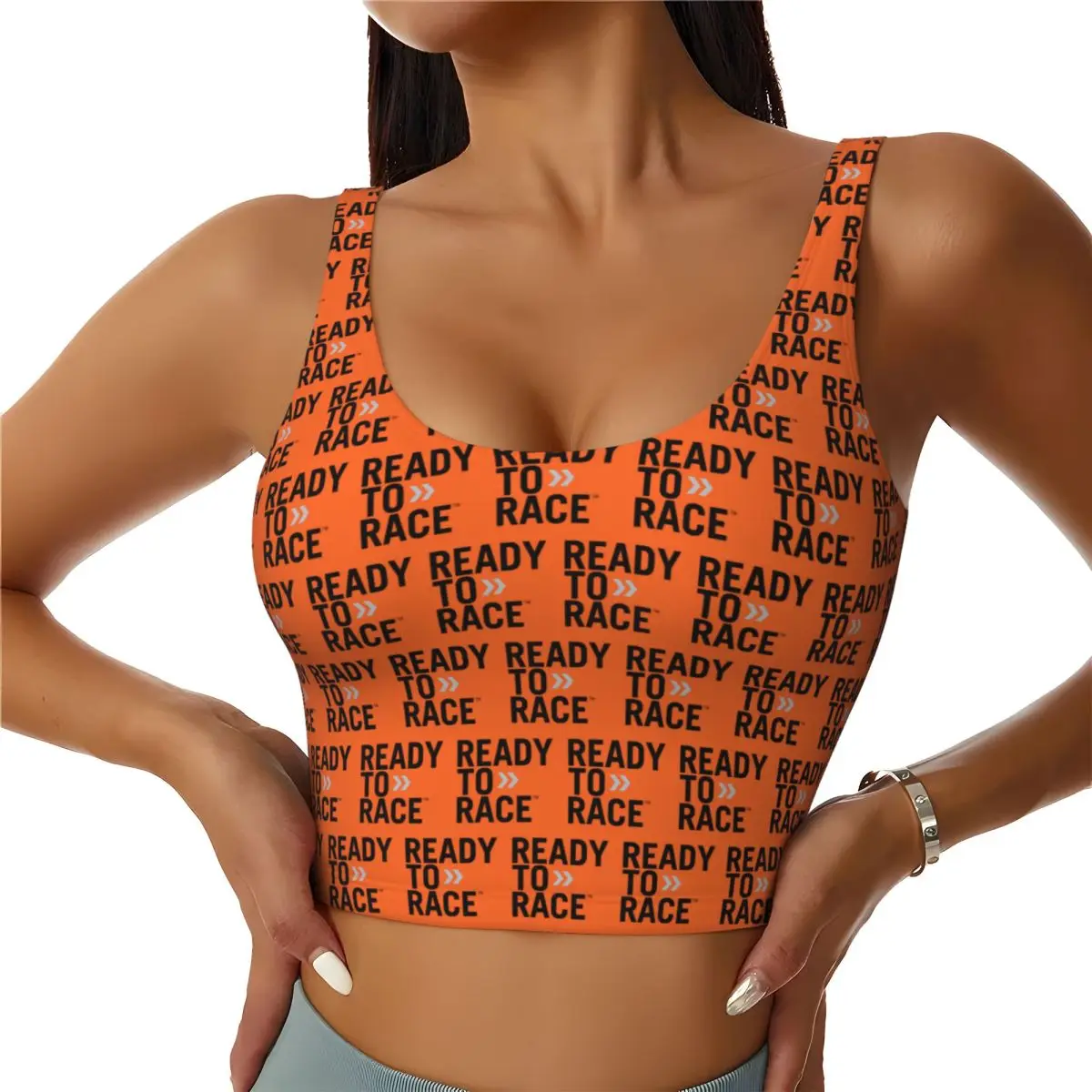 Custom High Impact Ready To Race Austrian Motorcycle Sports Bra Women Gym Workout Yoga Crop Top