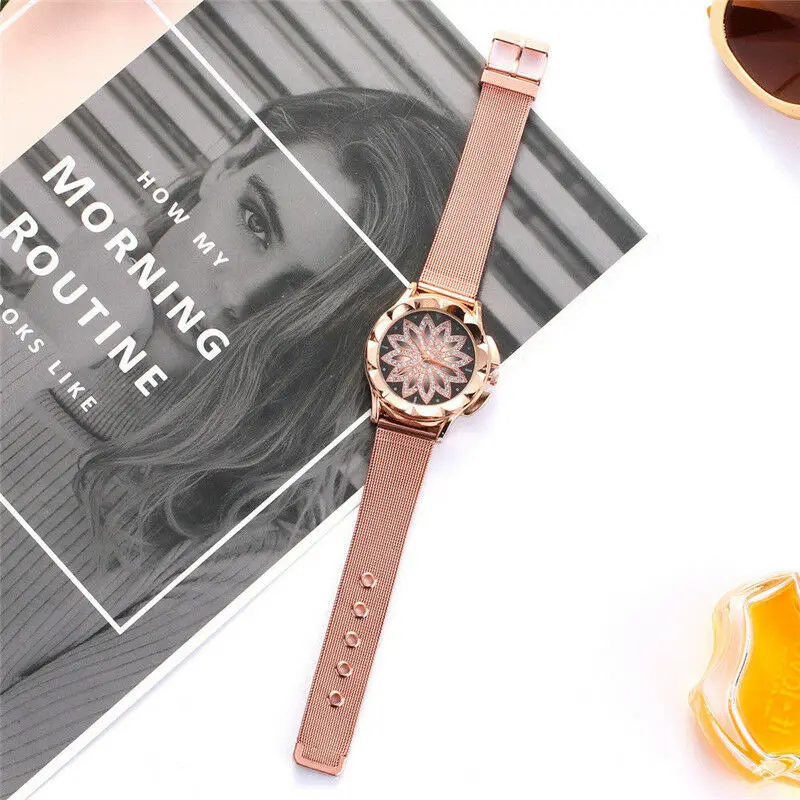 Casual Women Alloy Diamond Stainless Steel Crystal Simple Watch Gift Femme