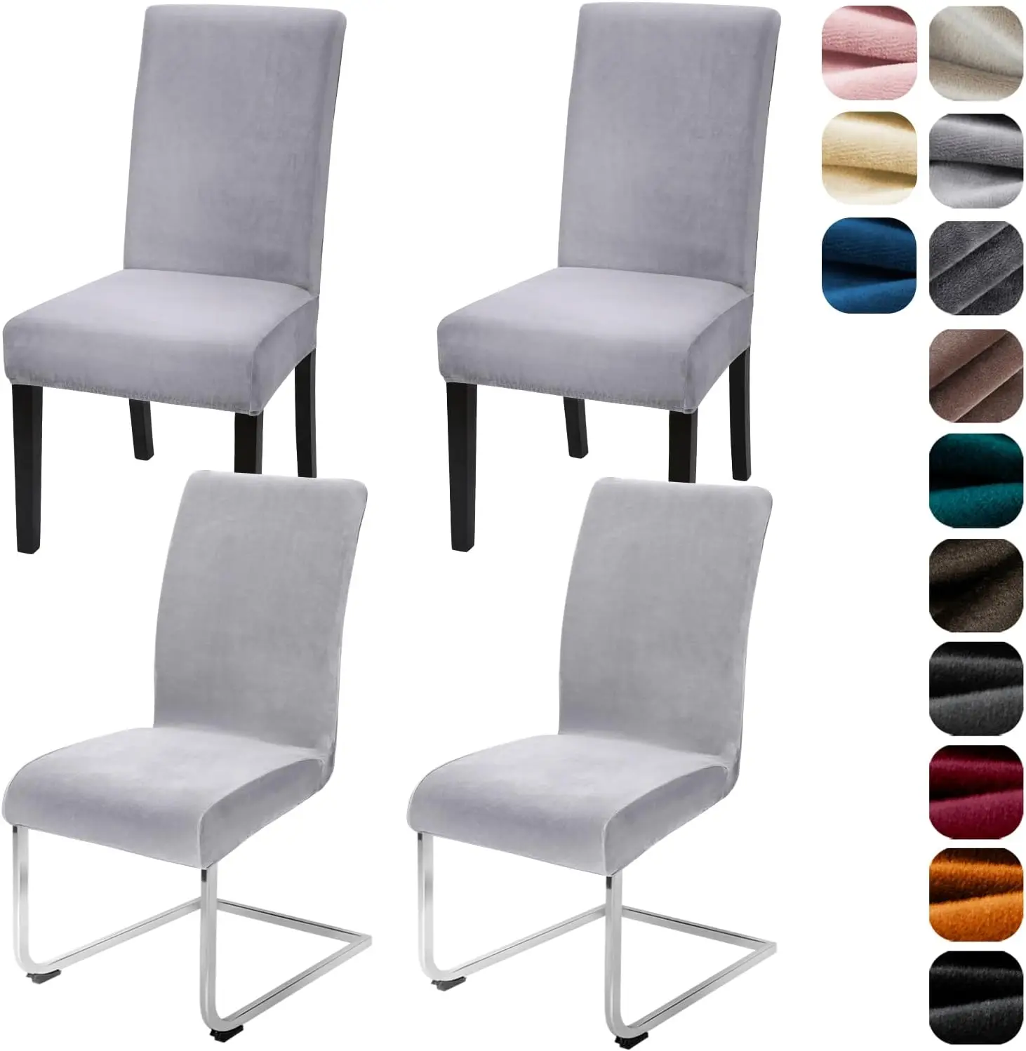 

Dining Room Chair Covers Set Of 4, High Stretch Velvet Chair Covers For Dining Chairs, Elastic Removable Washable Chair