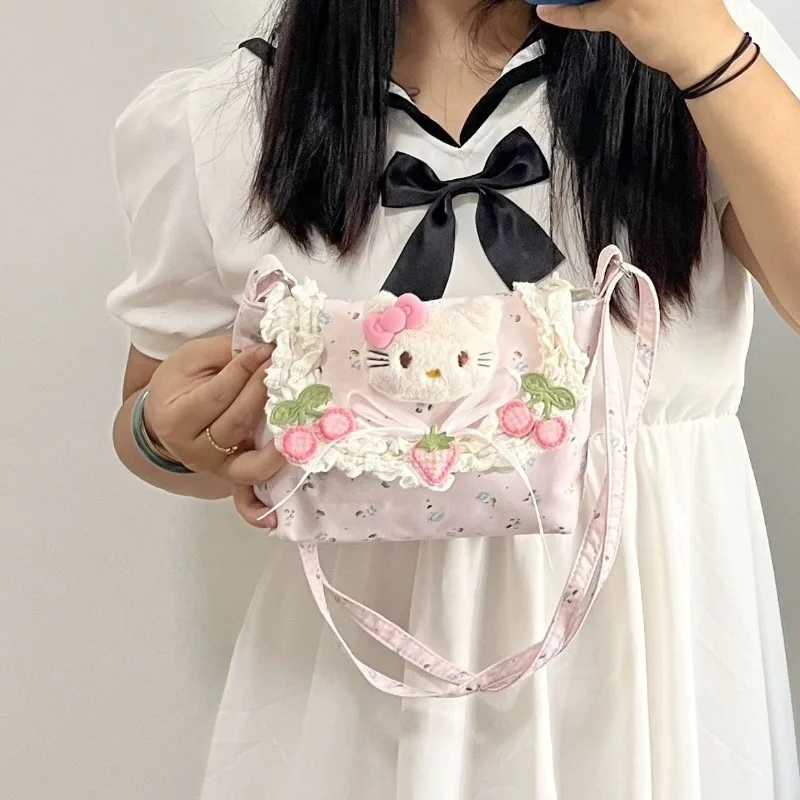 Xiuya Cute Shoulder Bag for Women Hello Kitty Kawaii Japanese Style Small Fashion Crossbody Bag Vintage Y2k Jk Female Handbag