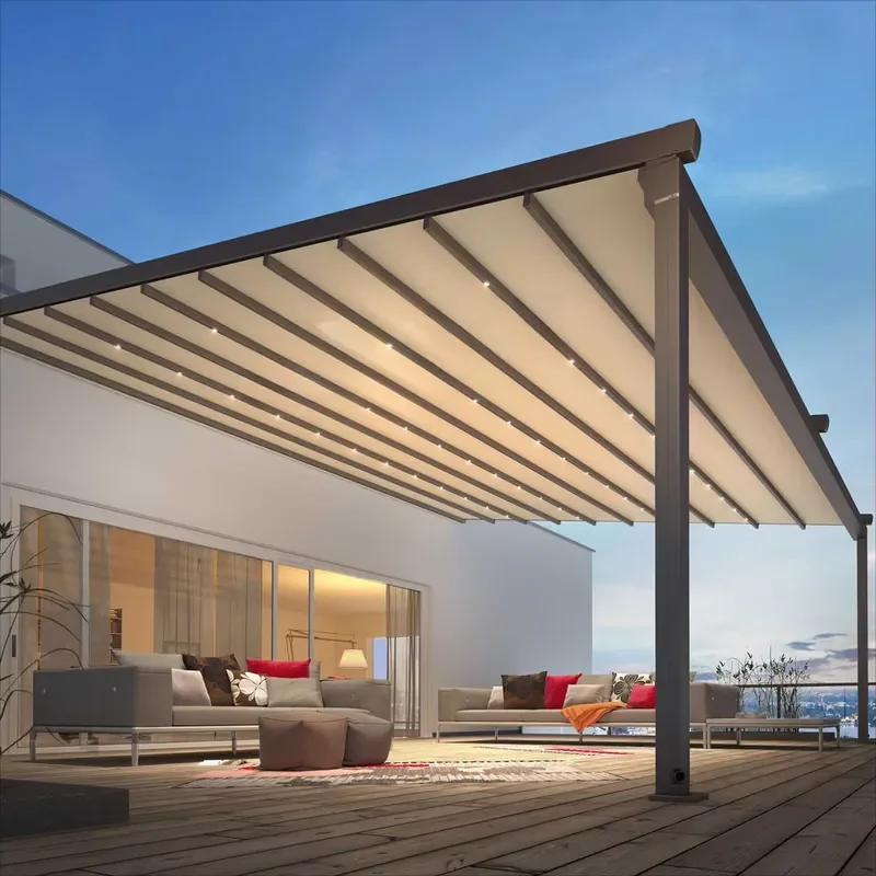 for 10ft x 10ft Outdoor Waterproof Aluminum Pergola Gazebo with Retractable Sliding Sunshade Canopy Factory Direct Supply