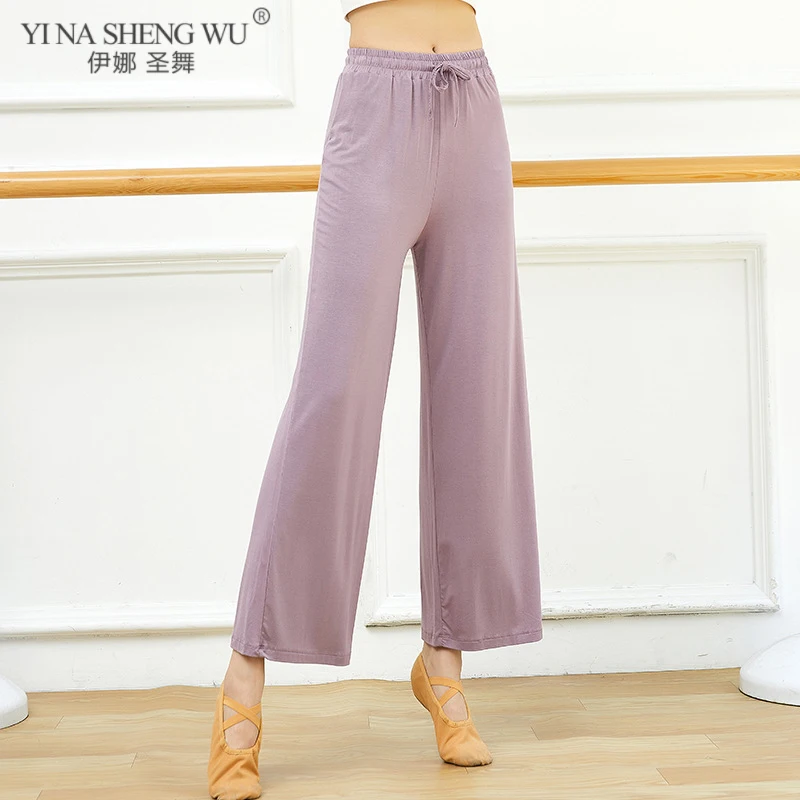 Pantalon à jambes larges, taille haute, Tube droit, extensible, moderne, pour la pratique de la danse classique, de Ballet, Style Long