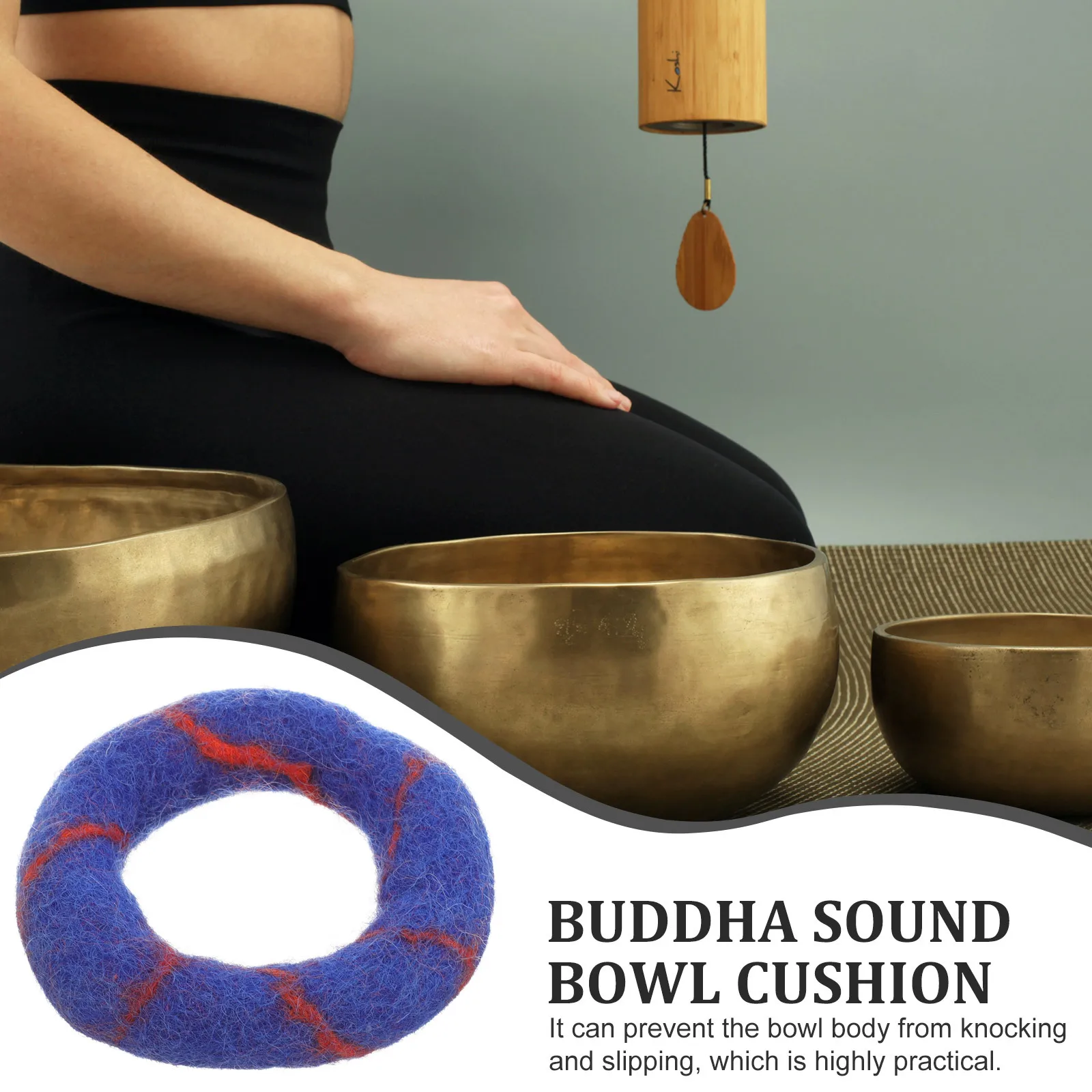 

Buddha Sound Bowl Cushion Wool Felt Tibetan Singing Bowl Pad Hand Sewn Non-Slip Protection Mat Buddhist Meditation Accessory