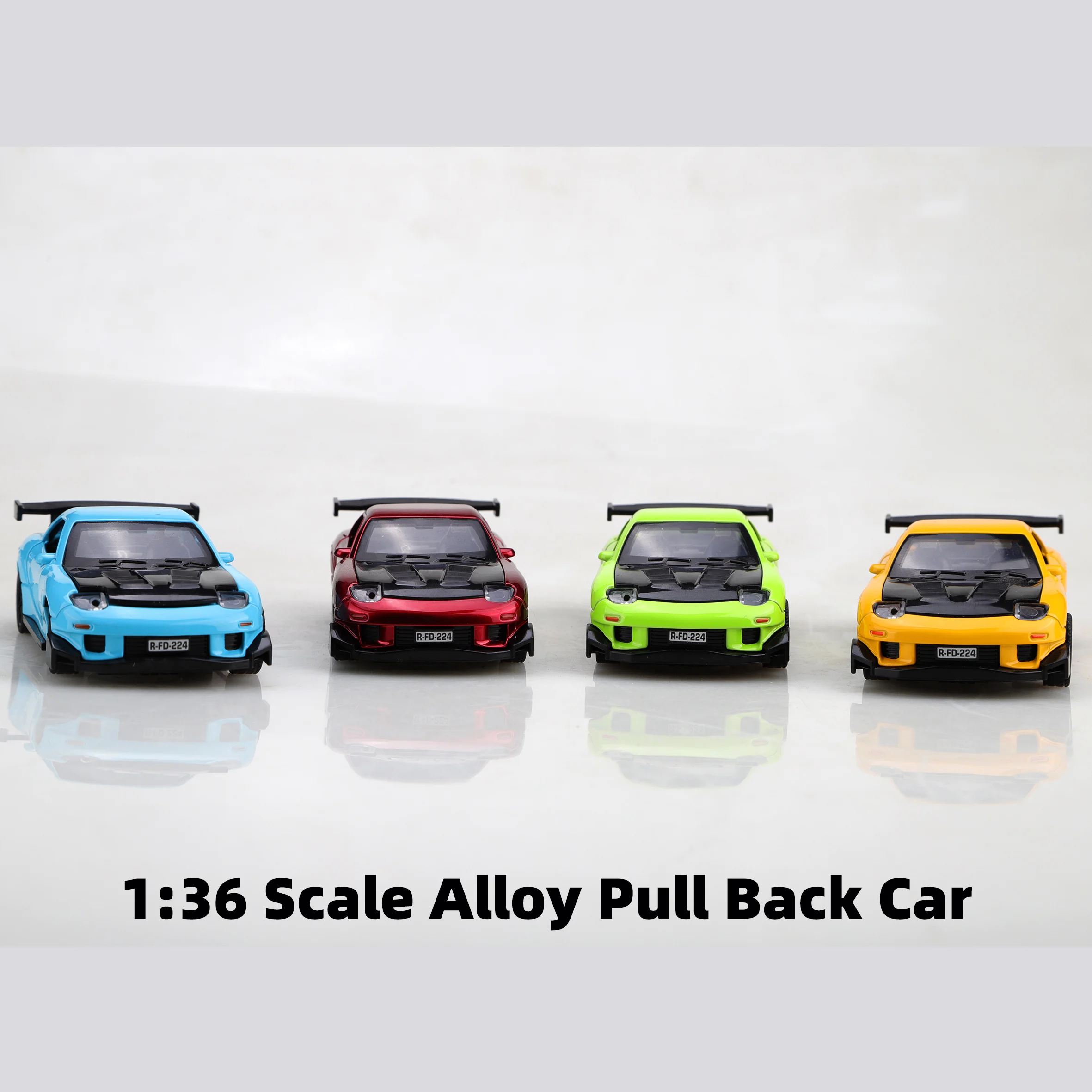 (Corrugated box) 1/36 scale, Mazda R FD style toy car, powerful spring function, metal casting, boys' toy, the best gift.