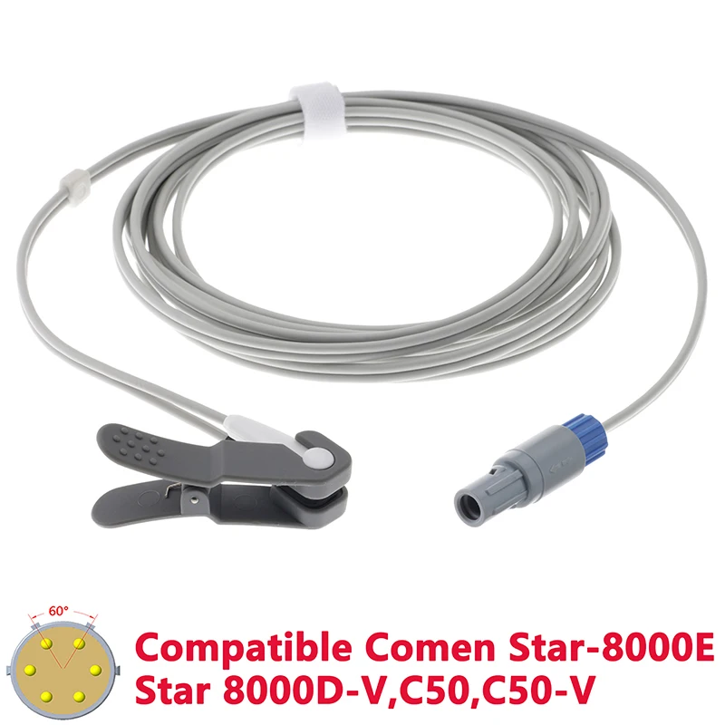 Spo2 Sensor Compatible Comen Star-8000E Star 8000D-V C50 C50-V Monitor 6pin 60° 3m Adult/Child/Neonate/Animal Oximetry Cable.