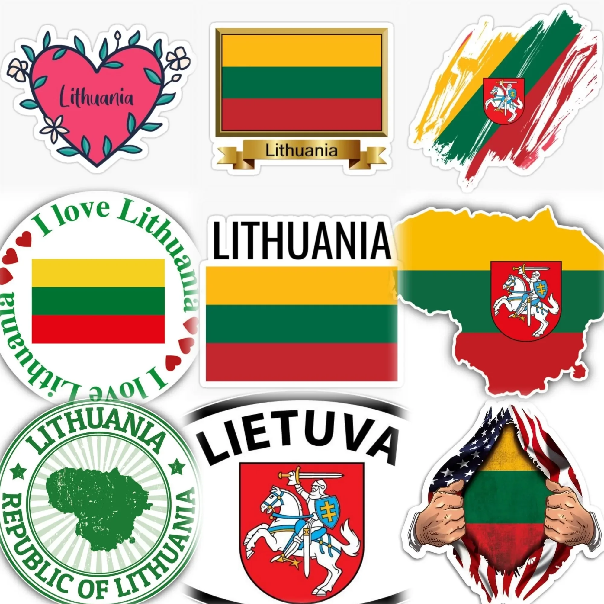 

Lithuania LT Flag Map Emblem Creative PVC Sticker for Decorate Car Van Bicycle Helmet Window Fridge Wall Decal Accessories