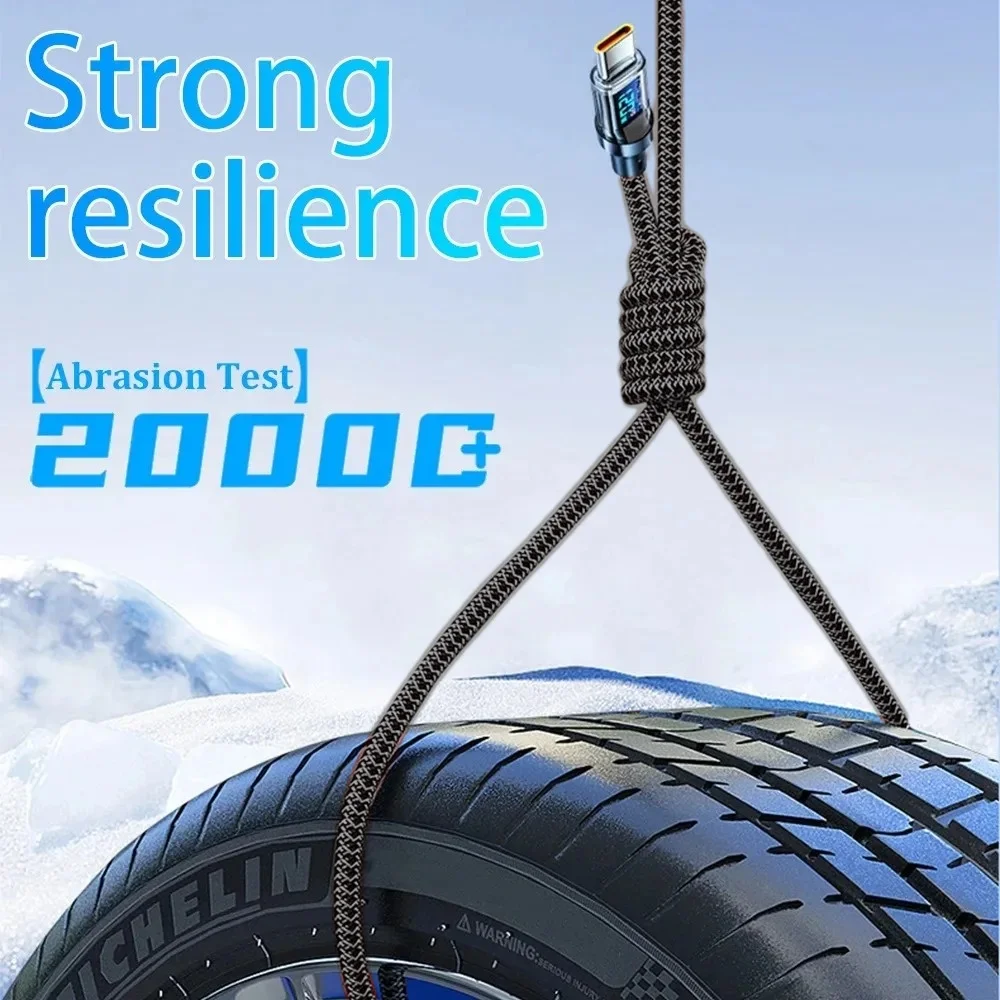 كابل بيانات 120 وات USB إلى Type-C شحن سريع سلك بيانات شاشة رقمية لهاتف iPhone وسامسونج وشاومي وهواوي وسلك شحن سريع للهاتف