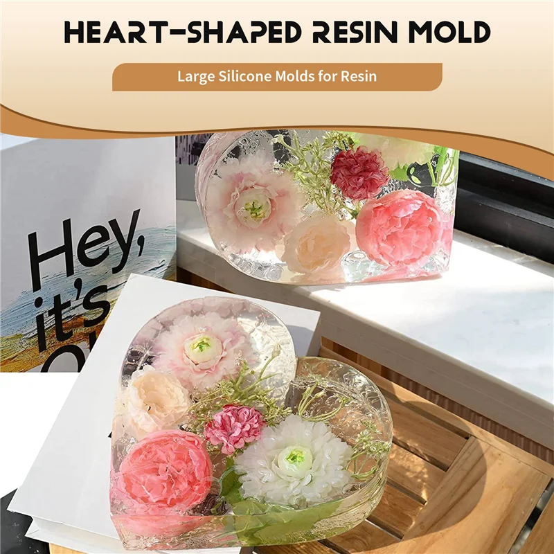 

Large Silicone Molds For Resin, Heart Resin Mold, Epoxy Resin Molds For Flowers Preservation, Resin Art Casting