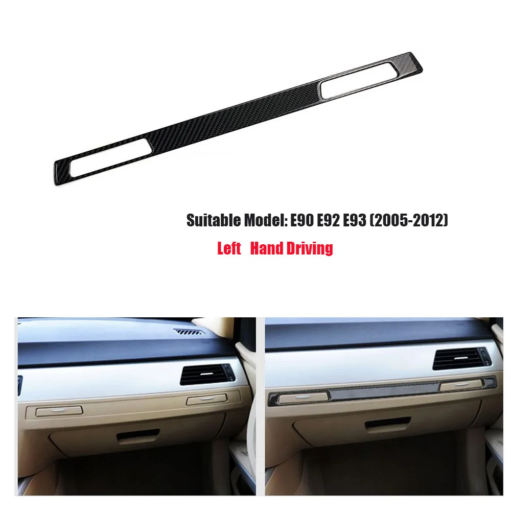 Carbon Fiber Copilot Water Cup Holder Panel Cover Trim Sticker For BMW E90 E92 E93 320i 325i 3 Series 05-12 Left Hand Drive