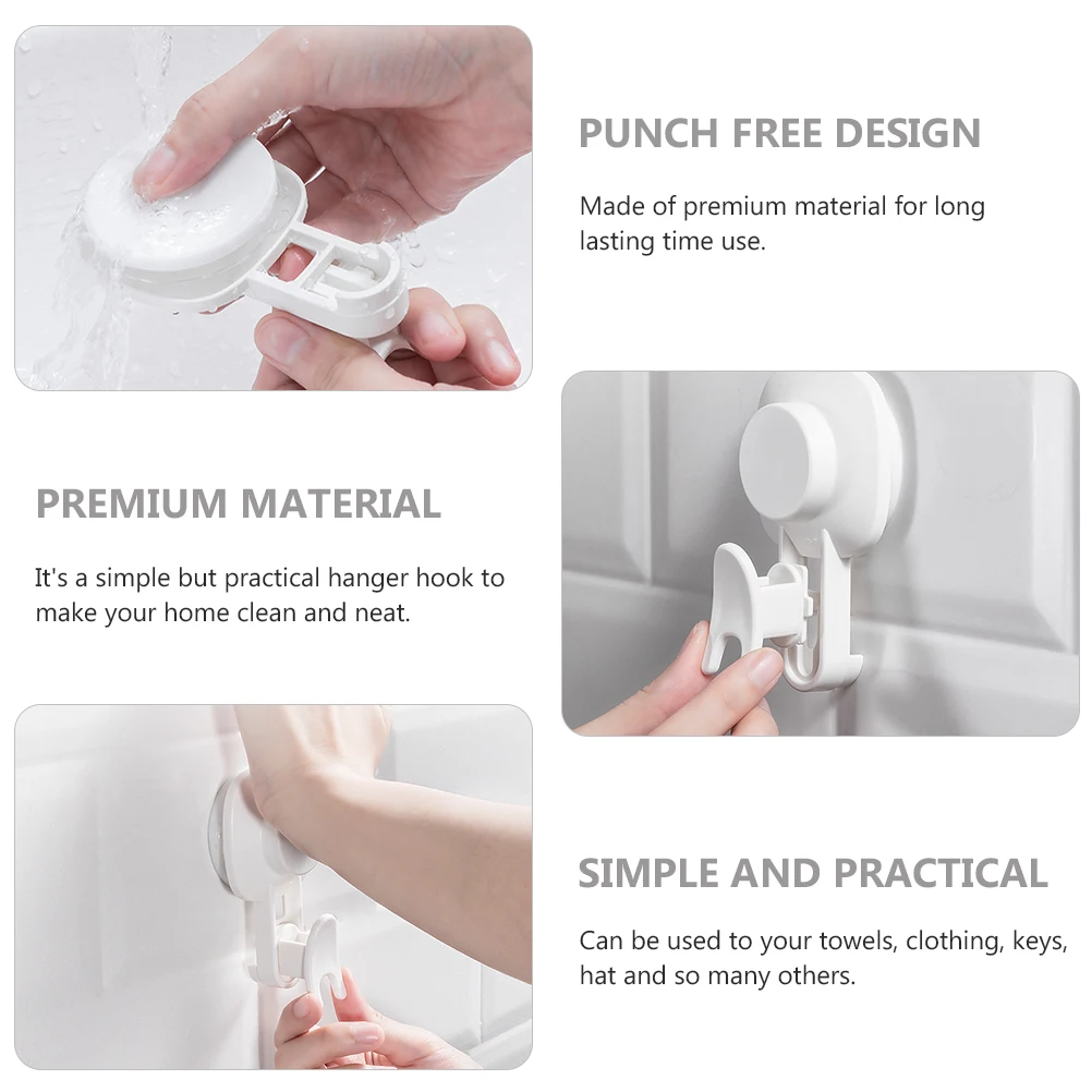 

2pcs Reusable Suction Cup Hooks Bathroom Kitchen Storage Punch Free Wall Mount Vacuum Hanger No Damage Removable ABS Rubber