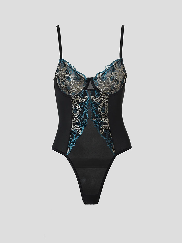 

Women Mesh Embroidery Lingerie Bodysuit Sexy Slim Underwear Set Playful Fiery Beautiful Suspender Jumpsuit Ladies Apparel