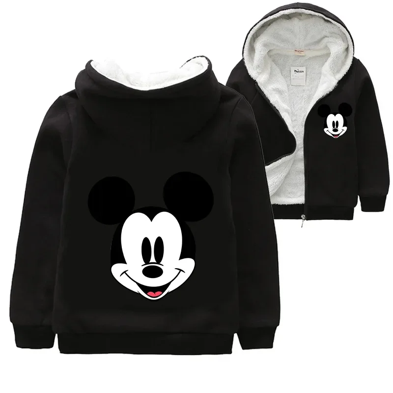 Winter Thick Coat Cartoon Mickey Minnie Mouse Print Baby Boy Girl Outerwear Kid Zipper Jacket Children Sweater Pullover Overcoat