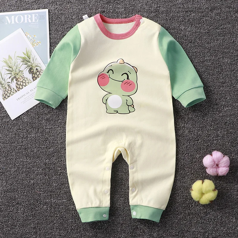 2024 Frühling Herbst Neugeborene Mädchen Jungen Kleidung 0 bis 3 Monate Cartoon niedlichen Druck Langarm Stram pler Overalls Baby kleidung bc869